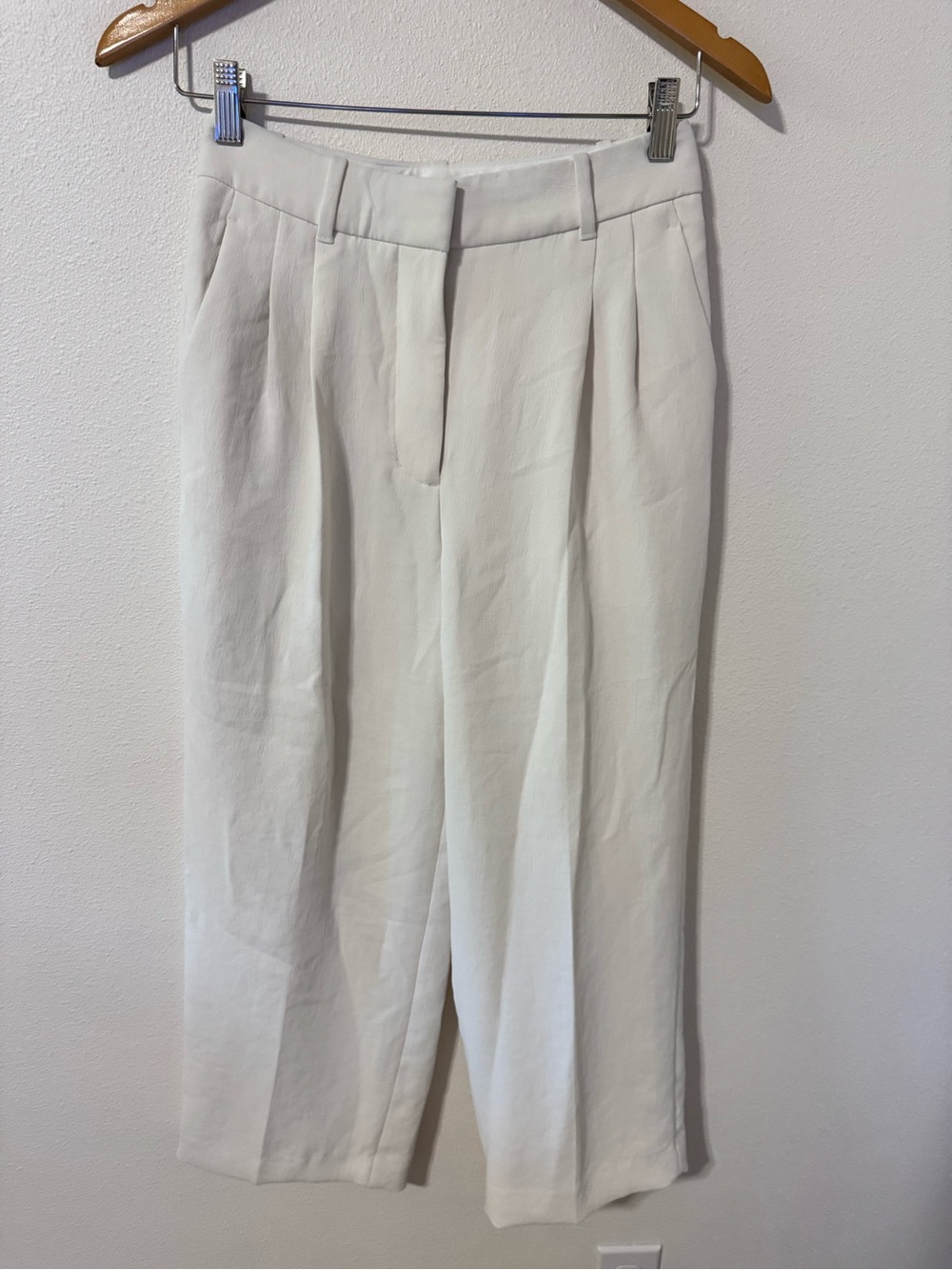 Aritzia The Effortless Pant Cropped Crepette High Rise Wide-Leg Japanese Ivory-2